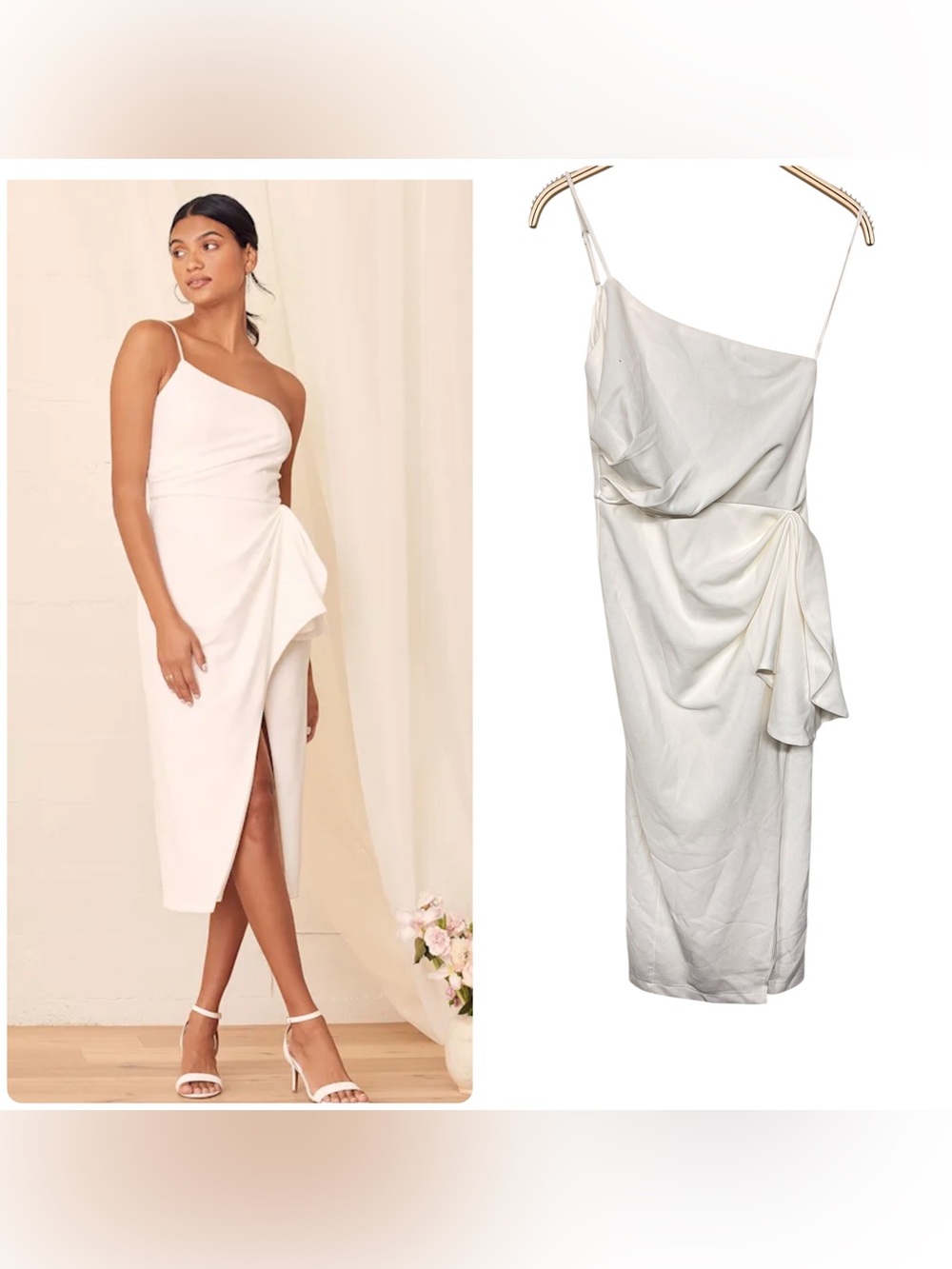 New Lulus Love‎ You Best White One Shoulder Ruffled Tulip Midi Dress